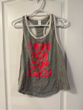 Women’s Graphic Tee Tank Top Small Grey Athleisure activewear gym workout run